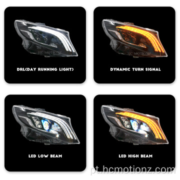 Hcmotionz Mercedes Vito 2014-2020 lâmpadas dianteiras